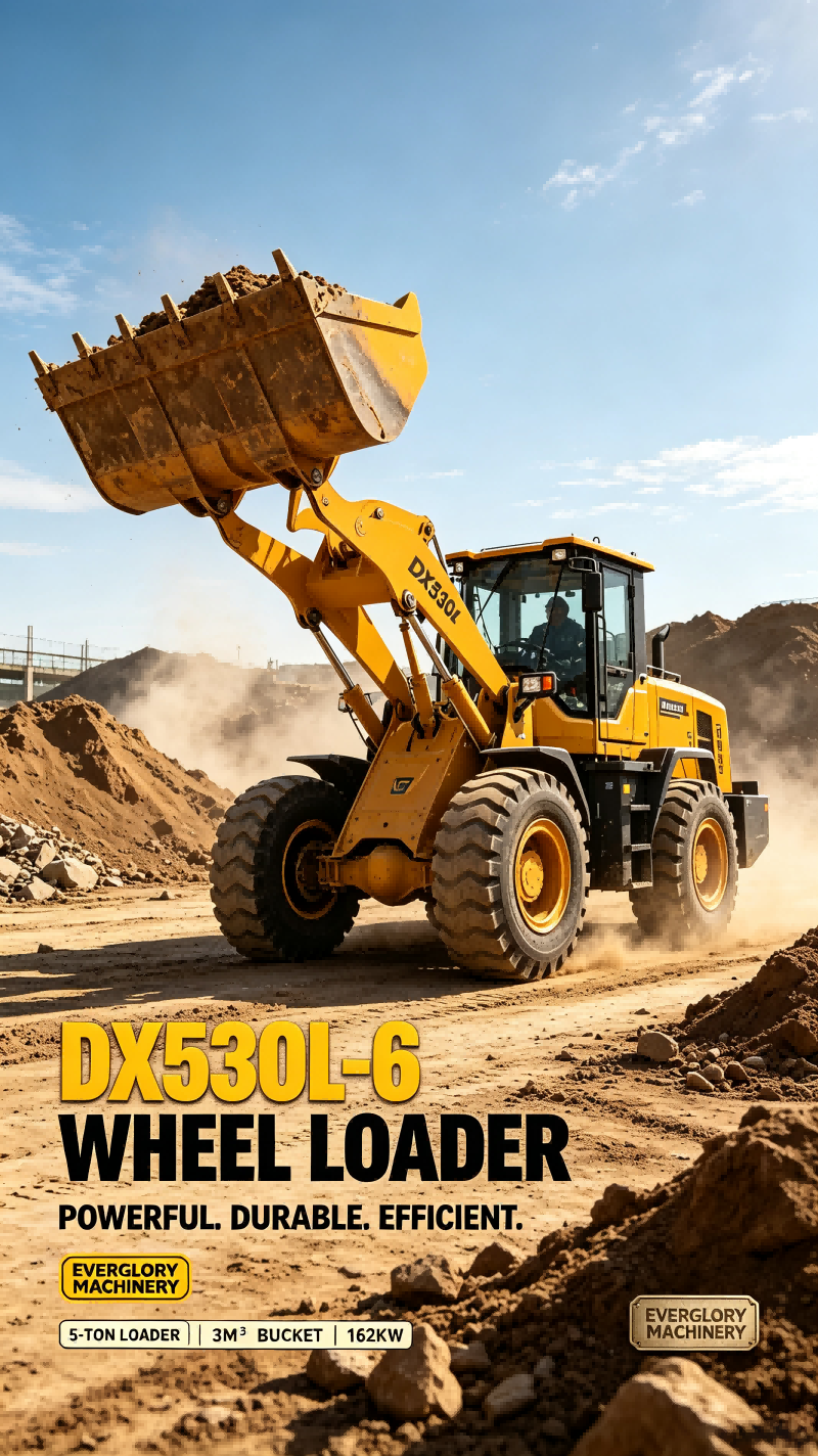 ເຄື່ອງຈັກ Everglory ເປີດຕົວ DX530L-6 5-ton Wheel Loader ທົນທານສໍາລັບວຽກງານການເຄື່ອນຍ້າຍແຜ່ນດິນໂລກ